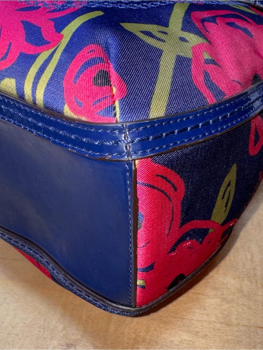Coach Hallie Poppy Navy Floral Shoulder Bag with Hot Pink & Lime Accents - Picture 5 of 14